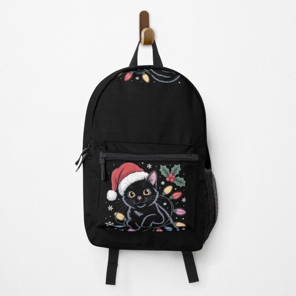Item preview, Black Cat Christmas Lights Funny Cat Lover Xmas Santa Claus designed and sold by vespira-motion.