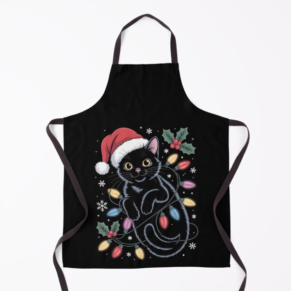 Item preview, Black Cat Christmas Lights Funny Cat Lover Xmas Santa Claus designed and sold by vespira-motion.
