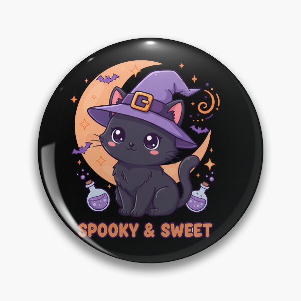 Artikelvorschau, Gruselig süßer schwarzer Katzenhexenhut Halloween entworfen und verkauft von GizmoDesign.