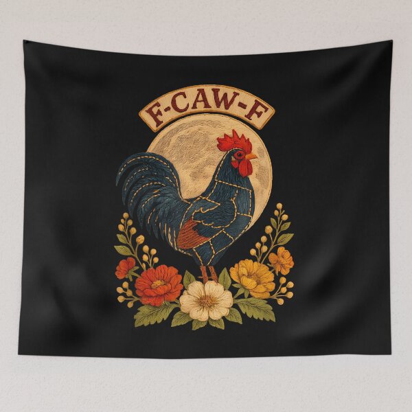 Item preview, F-Caw-F Rooster Chicken Boho Flowers Patchwork Style Vintage designed and sold by merlinnears.