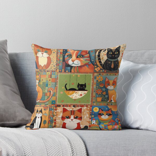 Item preview, Colorful Cat Illustration Pattern | Cat Art | Cat Drawing | Color Art designed and sold by UnhingedBird.