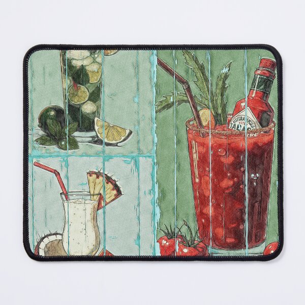 Item preview, Retro Summer Cocktails Collection - Mojito, Pina Colada, Bloody Mary designed and sold by Hen-C-Art.
