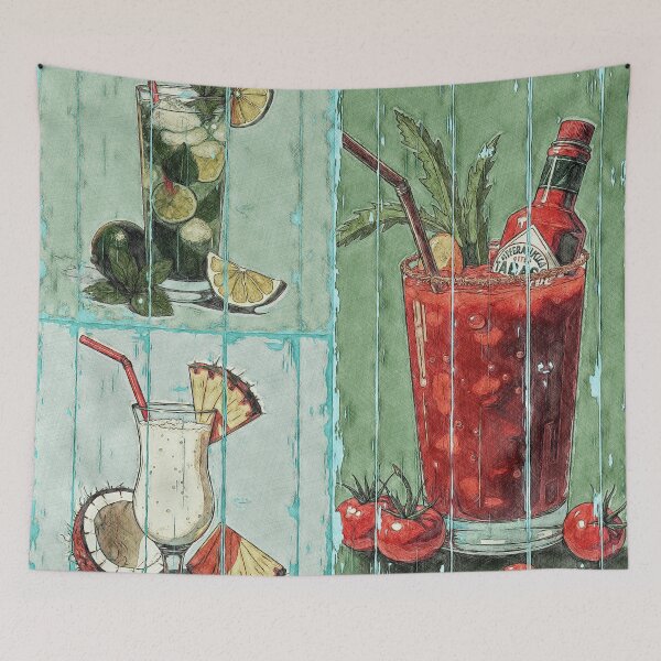 Item preview, Retro Summer Cocktails Collection - Mojito, Pina Colada, Bloody Mary designed and sold by Hen-C-Art.