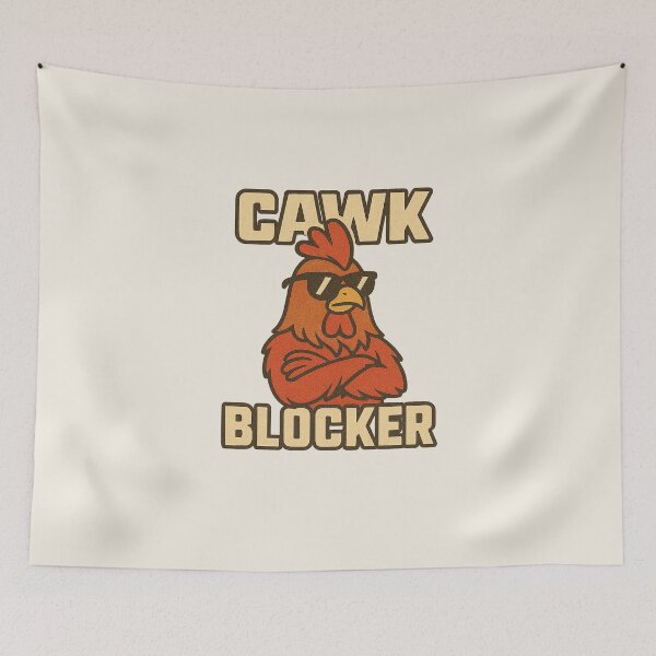 Item preview, Cawk Blocker | Funny Rooster Parody Design designed and sold by Bratak.