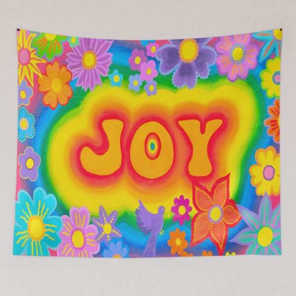 Item preview, Joy Rainbow Floral Art | Retro Hippie Psychedelic Design designed and sold by Vividality.
