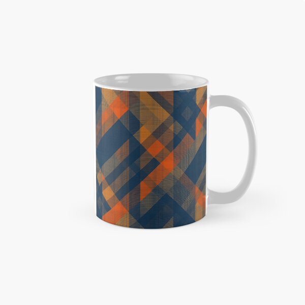 Item preview, Dark Gray and Dark Azure Plaid Pattern Background with Gray-Brown and Orange Accents designed and sold by Cultradesign.