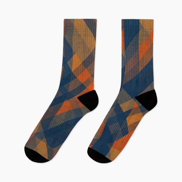Item preview, Dark Gray and Dark Azure Plaid Pattern Background with Gray-Brown and Orange Accents designed and sold by Cultradesign.