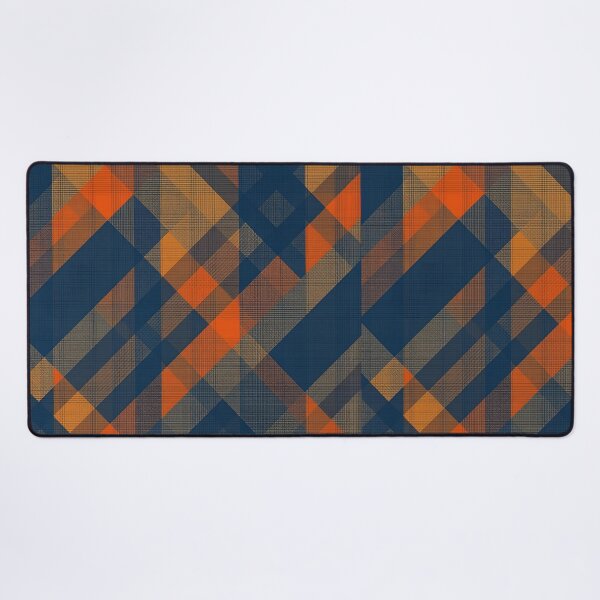Item preview, Dark Gray and Dark Azure Plaid Pattern Background with Gray-Brown and Orange Accents designed and sold by Cultradesign.