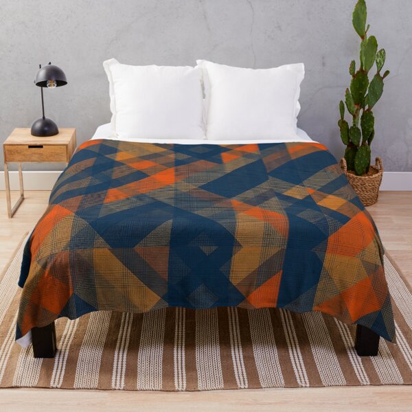 Item preview, Dark Gray and Dark Azure Plaid Pattern Background with Gray-Brown and Orange Accents designed and sold by Cultradesign.