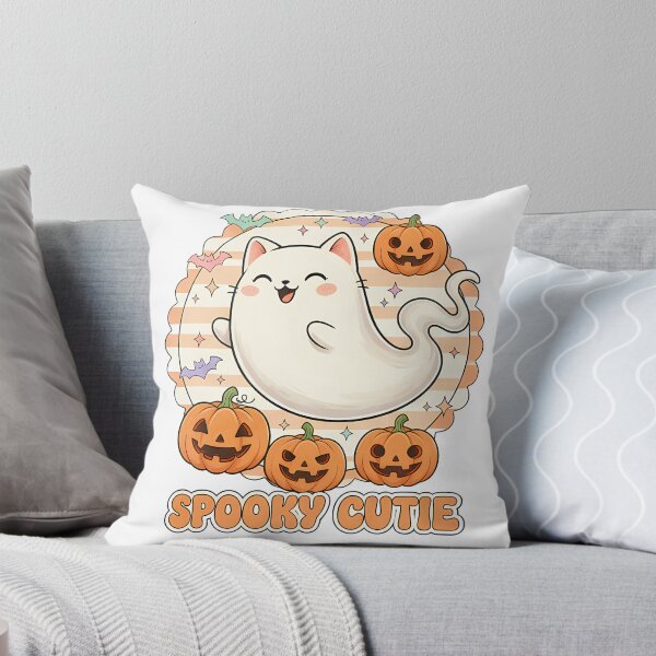 Artikelvorschau, Gruselige süße Geisterkatze Kürbisse Halloween Kawaii entworfen und verkauft von GizmoDesign.