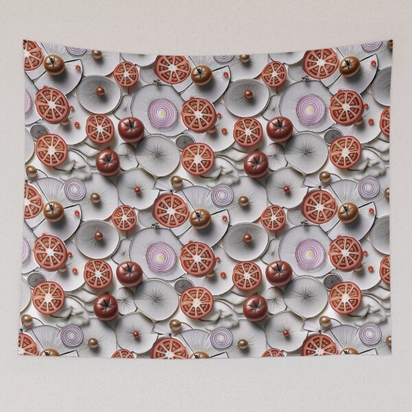 Item preview, Tomato Onion Mushroom Collage designed and sold by bloomingvine.