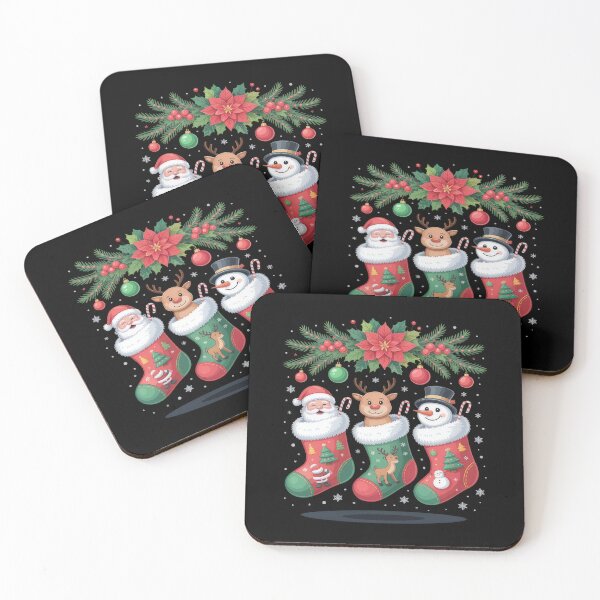 Item preview, three Santa Elf Reindeer Chickens in Xmas designed and sold by sandrahofer-art.