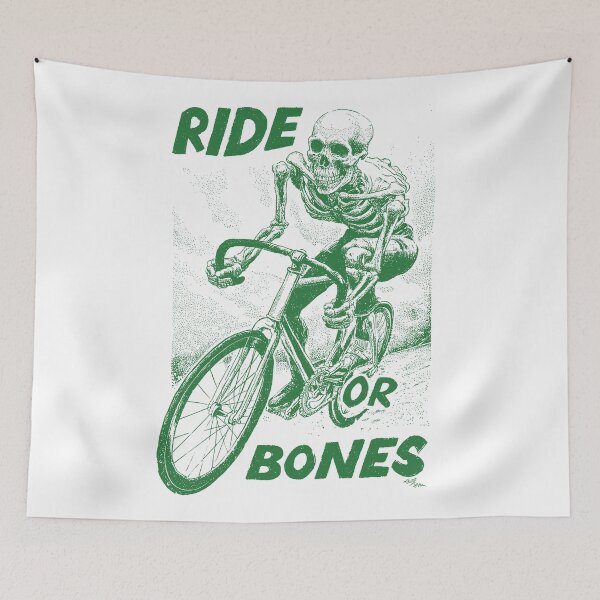 Item preview, RIDE OR BONES – Skeleton on Fixed Gear Bike | Urban Punk Cycling Art designed and sold by Absyntart.