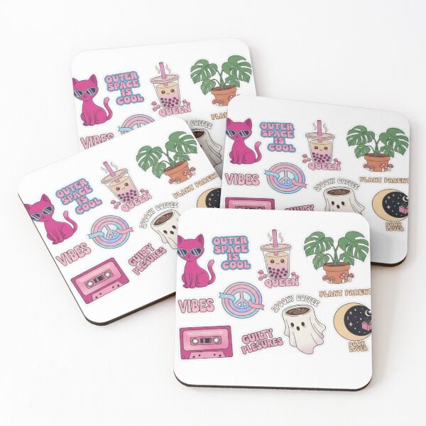 Item preview, Cute Aesthetic Sticker Pack: Spooky Coffee Ghost, Boba Queen, Plant Parent & Book Lover Vibe Sticker Bundle designed and sold by TheRosyCanvas.