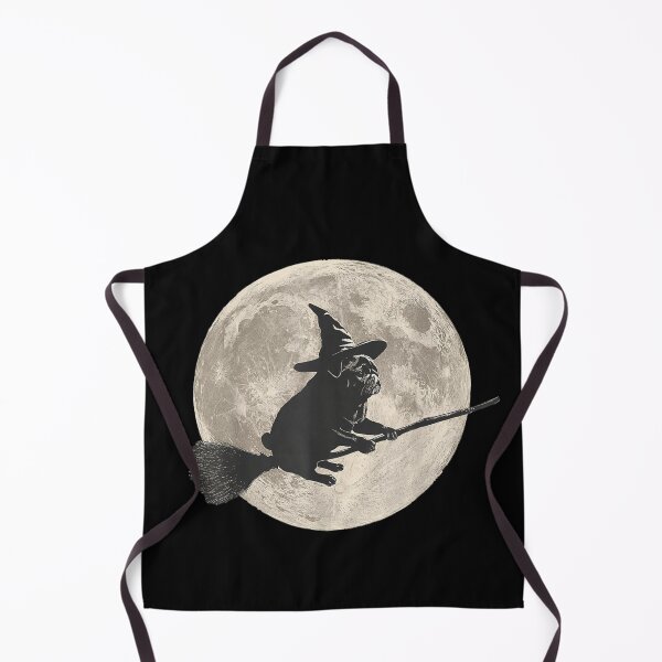 Item preview, Flying Witch Pug Dog Silhouette Against Full Moonlight Sky designed and sold by BancaJone.