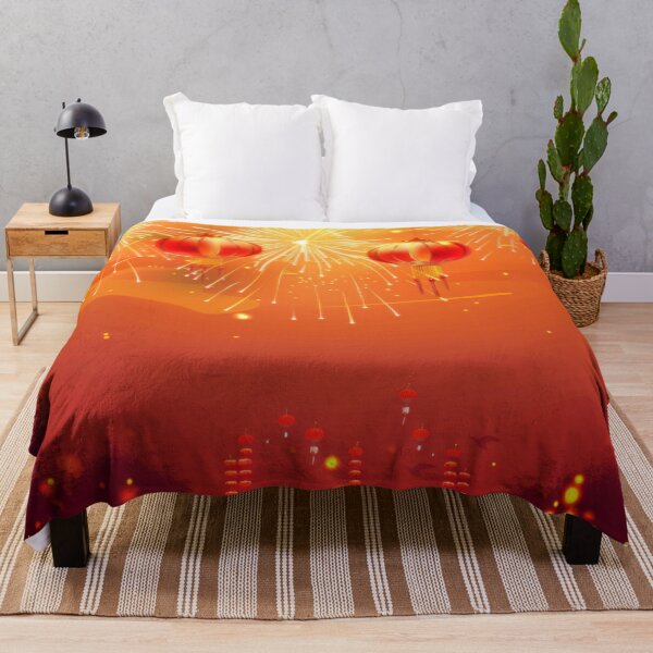 Item preview, Traditional Chinese lanterns against fireworks in night sky, background, AI generated designed and sold by dvoevnore.