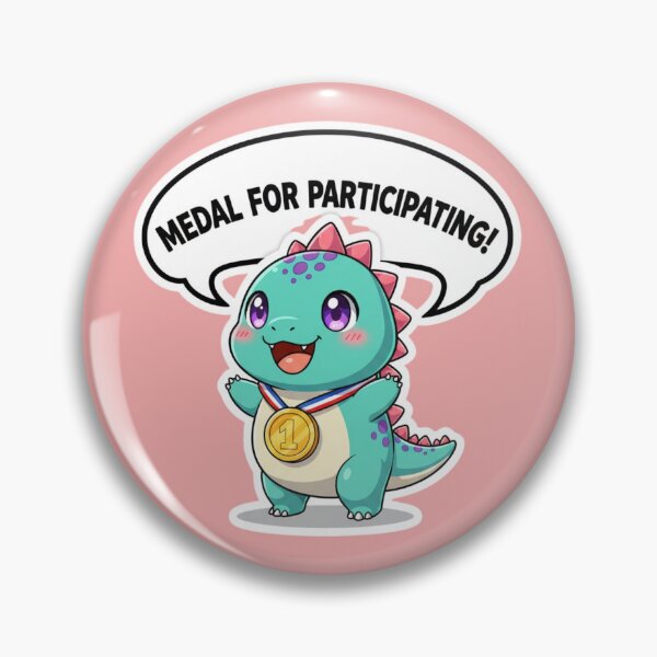 Item preview, Cute Cartoon Dinosaur Medal for Participating Funny Encouragement Gift designed and sold by bvdesignart.