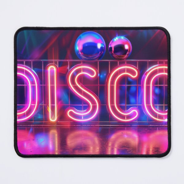 Item preview, Vibrant purple neon DISCO sign in retro 90s style glowing maximalist background AI Generated content designed and sold by dvoevnore.