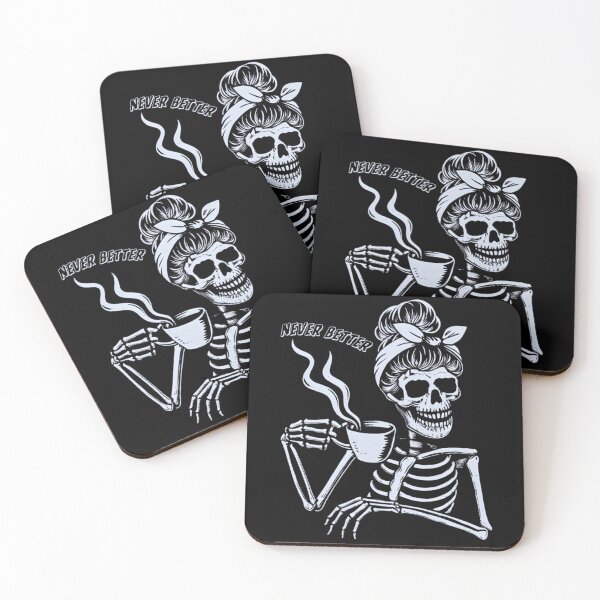 Item preview, Never Better Skeleton Coffee Lover Messy Bun Halloween Design designed and sold by StanaLuis.