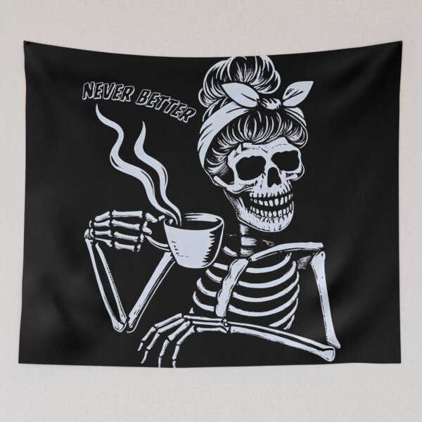 Item preview, Never Better Skeleton Coffee Lover Messy Bun Halloween Design designed and sold by StanaLuis.