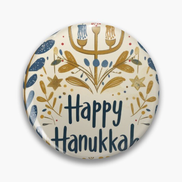 Item preview, Hanukkiah with seven lit candles surrounded by floral design and text Happy Hanukkah, concept, AI generated designed and sold by dvoevnore.