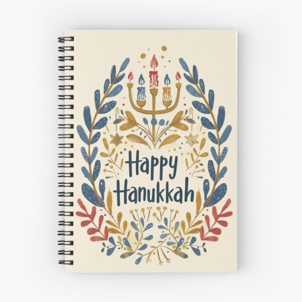 Item preview, Hanukkiah with seven lit candles surrounded by floral design and text Happy Hanukkah, concept, AI generated designed and sold by dvoevnore.