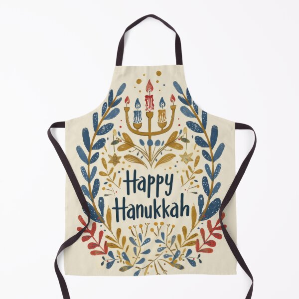 Item preview, Hanukkiah with seven lit candles surrounded by floral design and text Happy Hanukkah, concept, AI generated designed and sold by dvoevnore.
