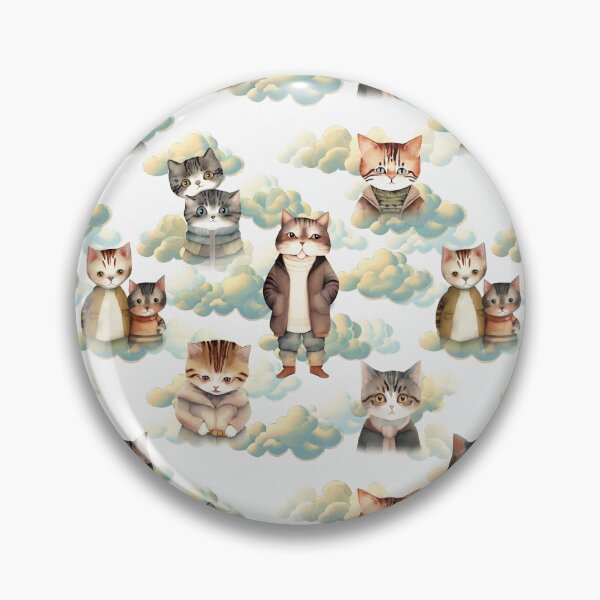 Item preview, Watercolor Cats and Clouds Pattern | Cat Art designed and sold by UnhingedBird.
