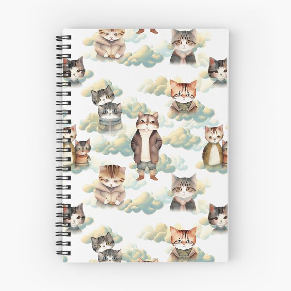 Item preview, Watercolor Cats and Clouds Pattern | Cat Art designed and sold by UnhingedBird.