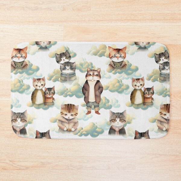 Item preview, Watercolor Cats and Clouds Pattern | Cat Art designed and sold by UnhingedBird.