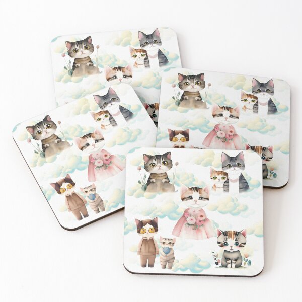 Item preview, Watercolor Cats and Clouds Pattern | Cat Art designed and sold by UnhingedBird.