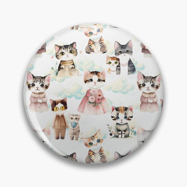 Item preview, Watercolor Cats and Clouds Pattern | Cat Art designed and sold by UnhingedBird.