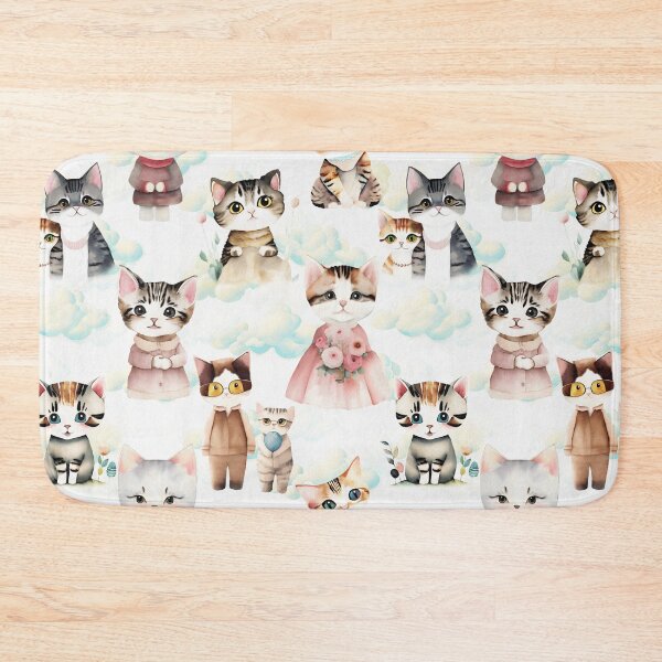 Item preview, Watercolor Cats and Clouds Pattern | Cat Art designed and sold by UnhingedBird.
