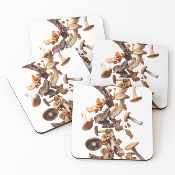 Item preview, Various mushrooms floating in mid-air on white background, AI Generated designed and sold by dvoevnore.