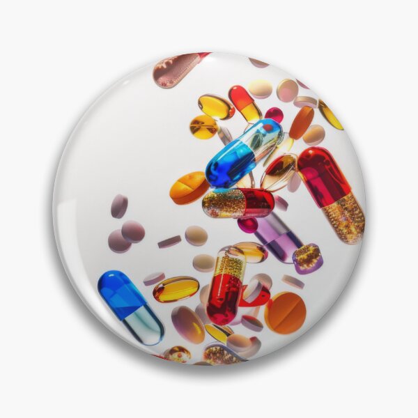 Item preview, Colorful pills and capsules falling in mid-air on white background, AI Generated designed and sold by dvoevnore.