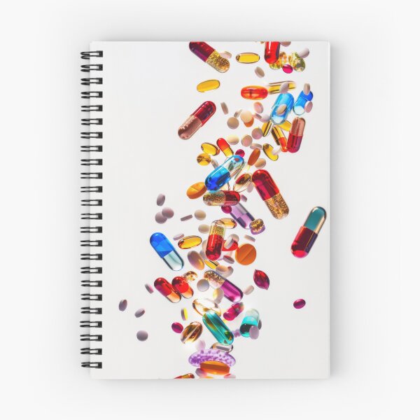 Item preview, Colorful pills and capsules falling in mid-air on white background, AI Generated designed and sold by dvoevnore.