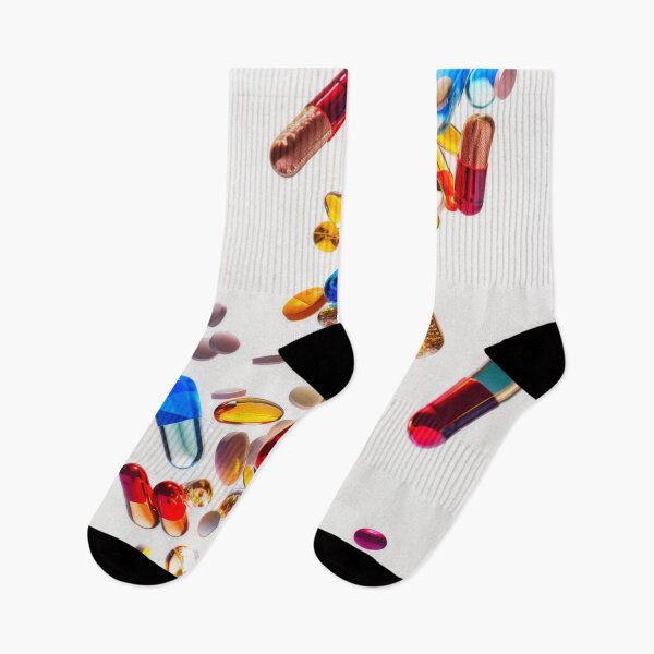 Item preview, Colorful pills and capsules falling in mid-air on white background, AI Generated designed and sold by dvoevnore.