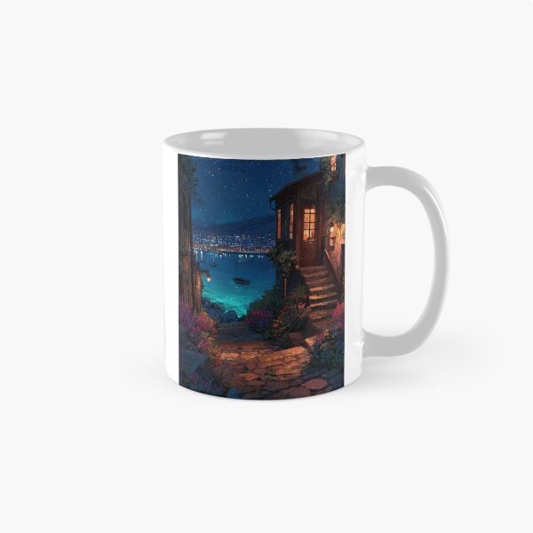 Item preview, Romantic Coastal Night – Seaside Pathway Art designed and sold by Lamarcy.