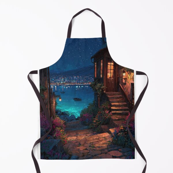 Item preview, Romantic Coastal Night – Seaside Pathway Art designed and sold by Lamarcy.