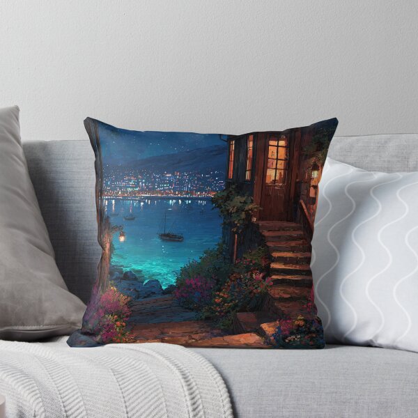 Item preview, Romantic Coastal Night – Seaside Pathway Art designed and sold by Lamarcy.