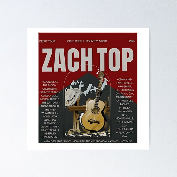 Item preview, Zach Top | Cold Beer & Country Music Tour 2025 t-shirt | Comfy Cozy Tshirt designed and sold by S3YxWiIe4u.