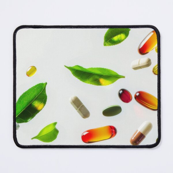 Item preview, Vitamin capsules and pills floating in the air on white background, AI Generated designed and sold by dvoevnore.