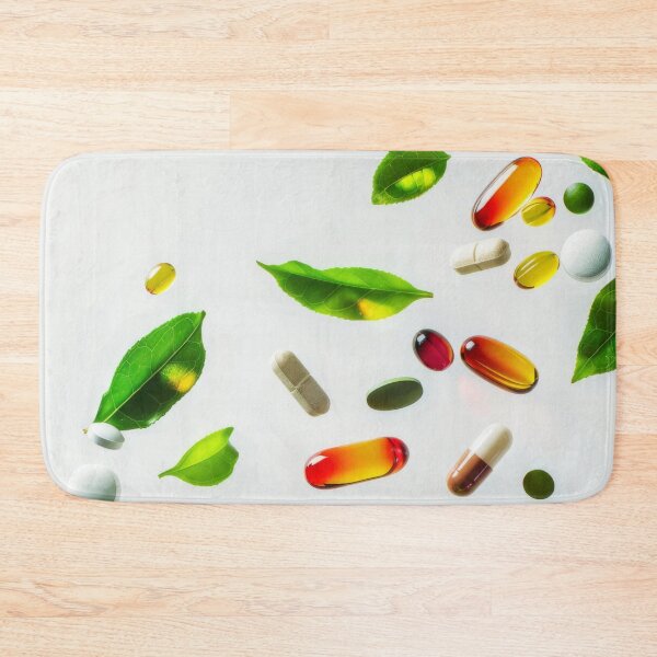 Item preview, Vitamin capsules and pills floating in the air on white background, AI Generated designed and sold by dvoevnore.