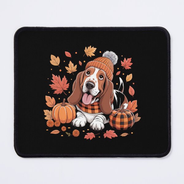 Item preview, Basset Hound Thanksgiving Leopard Pumpkins Fall Leaves designed and sold by ValerieRodrigue.