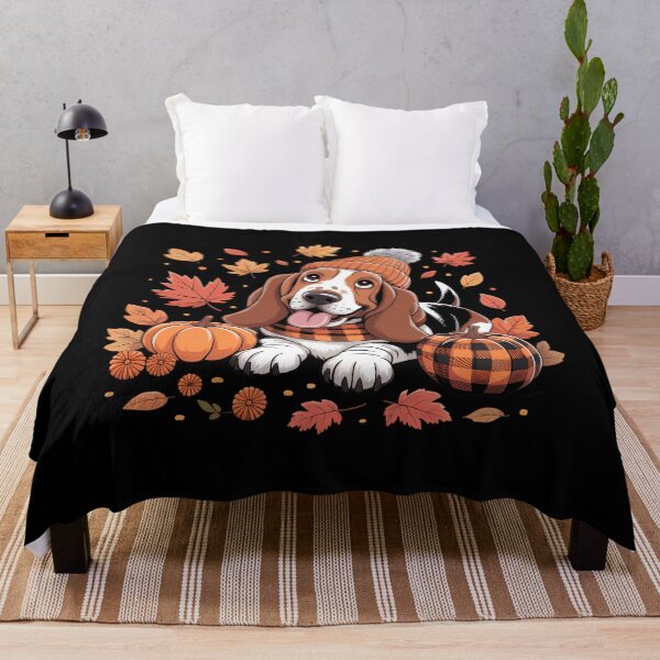 Item preview, Basset Hound Thanksgiving Leopard Pumpkins Fall Leaves designed and sold by ValerieRodrigue.
