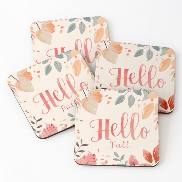 Item preview, Autumn greeting card with colorful leaves and text hello fall, AI generated designed and sold by dvoevnore.