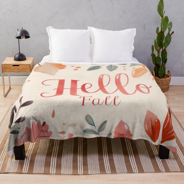 Item preview, Autumn greeting card with colorful leaves and text hello fall, AI generated designed and sold by dvoevnore.