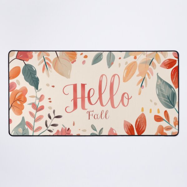 Item preview, Autumn greeting card with colorful leaves and text hello fall, AI generated designed and sold by dvoevnore.