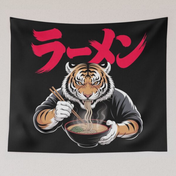 Item preview, Asian tiger eating spaghetti designed and sold by 123ks.