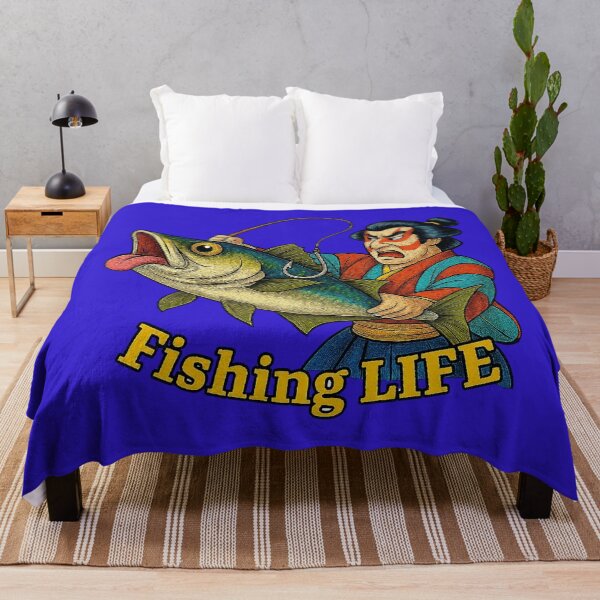 Item preview, Samurai Fisherman Controlling Giant Fish – Fishing Life Art designed and sold by BlueFlowLab.